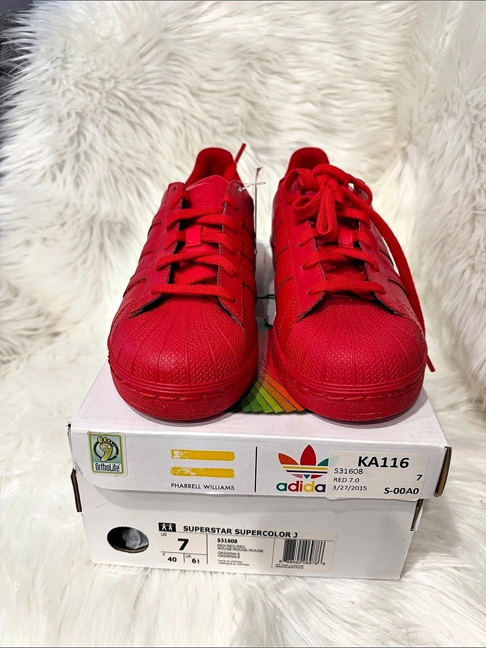 adidas x Pharrell Williams Superstar Supercolor (Red) Sneakers US 7 NWT